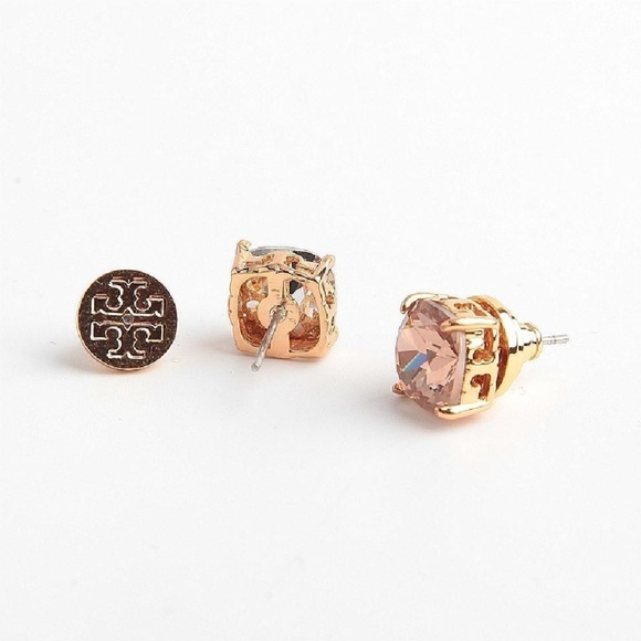 NEW Tory Burch Tory Set Crystal Stud Earnings - Picture 3 of 7
